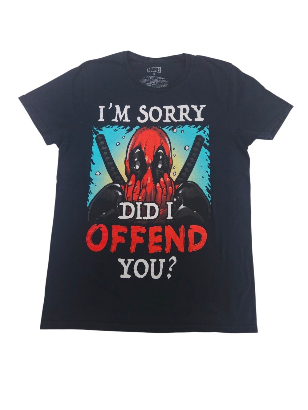 Marvel Black Deadpool 'I'm Sorry Did I Offend You?' Graphic Tee Size Small